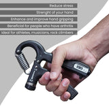 Premium Counter Adjustable Hand Gripper (10Kg–60Kg) | Professional Grip Strength Trainer | Black Color