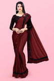 Lycra Blend Solid Saree for Women (Sea Green, 6.3 m)