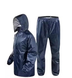 Polyester Full Sleeves Rainsuit Set for Men (Navy Blue, XL)
