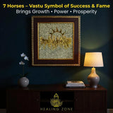 HEALING ZONE 7 Horses on Raw Pyrite Frame – Vastu and Feng Shui Decorative Wall Frame for Wealth, and Positive Energy