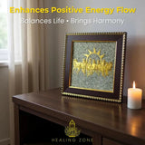 HEALING ZONE 7 Horses on Raw Pyrite Frame – Vastu and Feng Shui Decorative Wall Frame for Wealth, and Positive Energy