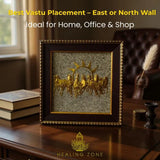 HEALING ZONE 7 Horses on Raw Pyrite Frame – Vastu and Feng Shui Decorative Wall Frame for Wealth, and Positive Energy