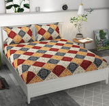 Premium MICROFIBER ELASTIC FITTED DOUBLE BEDSHEET WITH TWO PILLOW COVERS (70X76X6 Inches)