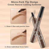 Waterproof Microblading Eyebrow Pencil with a Micro-Fork Tip Applicator Pack of 2