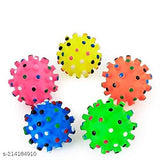 Teeth Cleaning Chewing Squeaky Ball for Pet (Multicolor, Pack of 4)