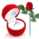 Valentine Special Adjustable Proposal Ring with Velvet Red Rose