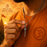 Silver Plated Lord Hanuman Gada Shri Ram word in Hindi Pendant Locket Men