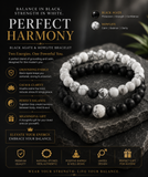 Black Tourmaline & White Howlite Natural Healing Crystal Beads Bracelet