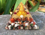 Sri Yantra Chakra Crystal Orgone Pyramid with Copper Quartz Radiation